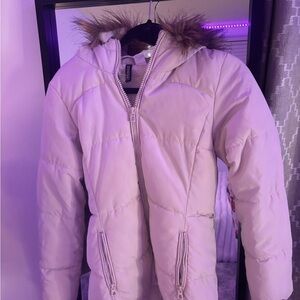 H&M Light colour Puffer Jacket with Faux Fur Trim